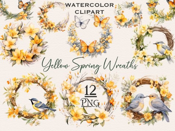 Download Yellow Floral Wreath Spring PNG Bundle - Bundle Collection