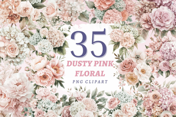 Download Dusty Pink Floral PNG Bundle - Bundle Collection