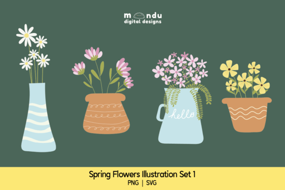 Download Spring Flowers Illustration Set 1 - Flowers illustration Collection