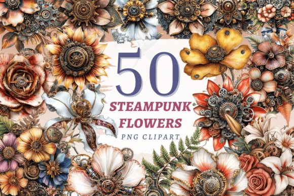 Download Steampunk Flowers PNG Bundle - Bundle Collection