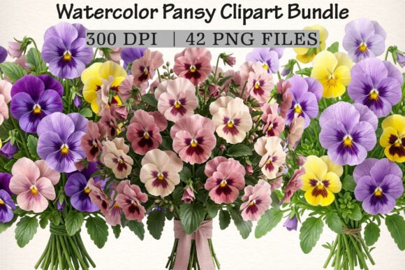 Download Watercolor Pansy Clipart Bundle - Bundle Collection