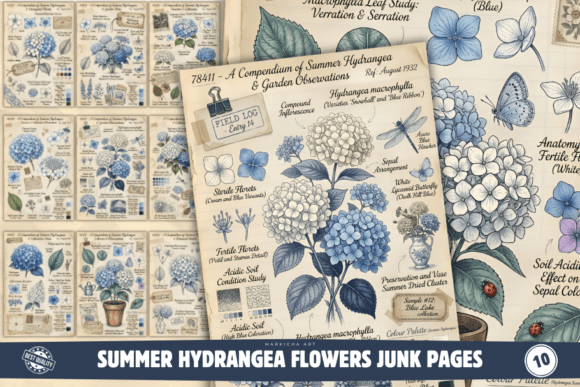 Download Summer Hydrangea Flowers Junk Pages - Summer Collection