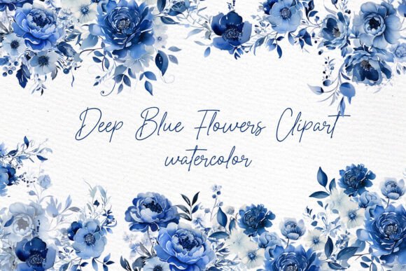 Download Deep Blue Flowers Clipart Blue Peonies - Blue flowers clipart Collection