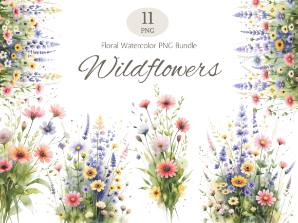 Download Watercolor Wildflower Clipart Bundle - Bundle Collection