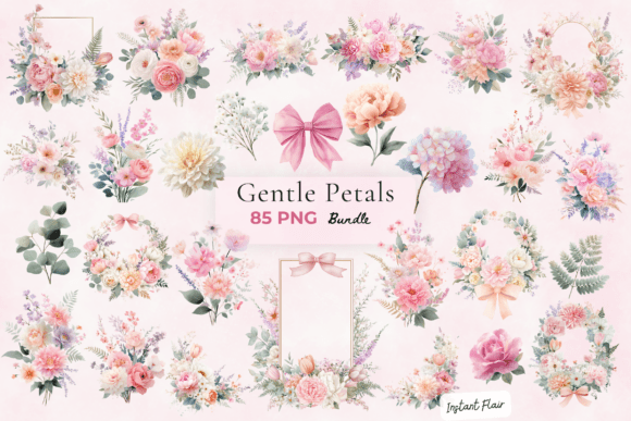 Download Gentle Petals Floral Clipart Bundle - Bundle Collection