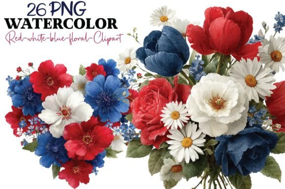 Download Patriotic Watercolor Flowers Bundle - Bundle Collection