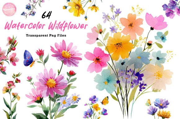 Download Watercolor Wildflower Clipart Bundle - Bundle Collection