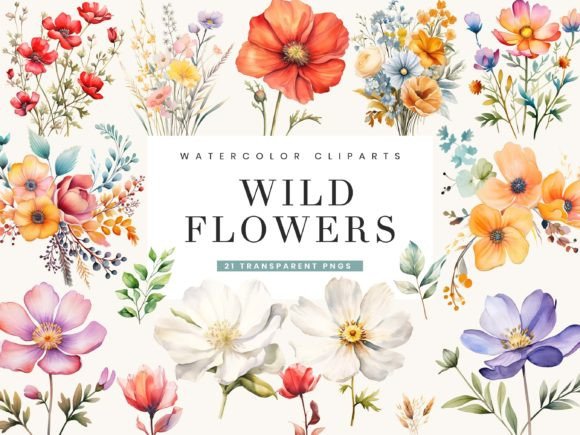 Download Watercolor Wild Flower Clipart Bundle - Bundle Collection
