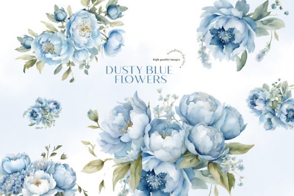 Download Elegant Dusty Blue Flowers Clipart - Blue flowers clipart Collection