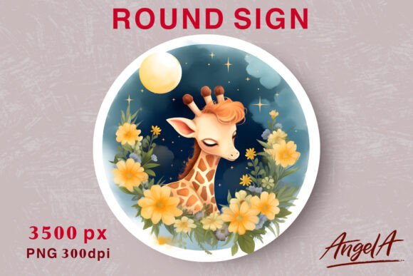 Download Watercolor Cute Giraffe Png Round Design - Cute giraffe png Collection