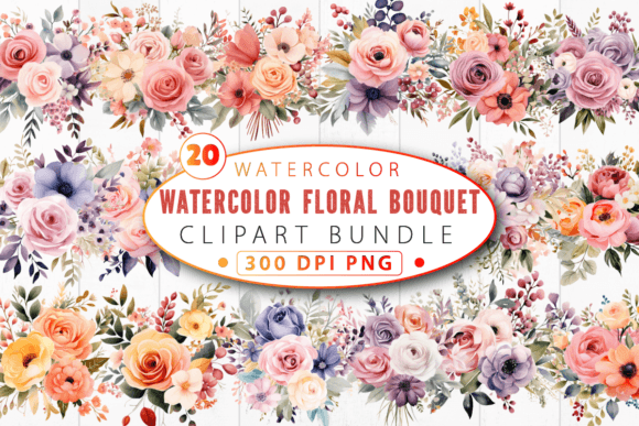 Download Watercolor Floral Bouquet Clipart Bundle - Bundle Collection