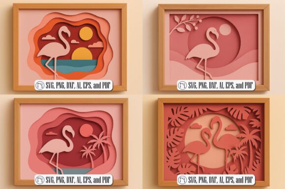 Download 3D Flamingo Shadow Box SVG Bundle - Bundle Collection