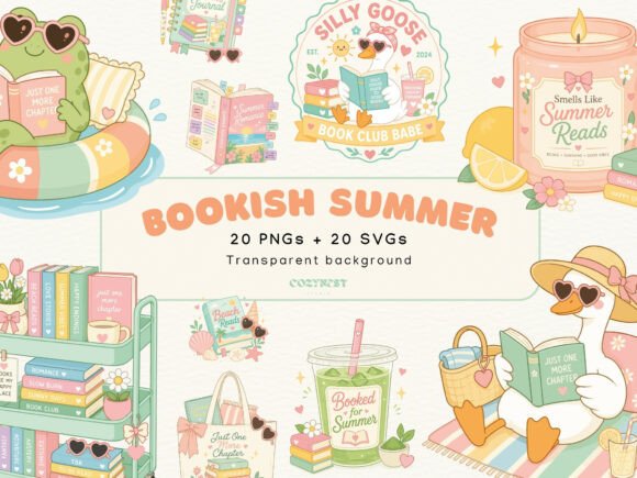Download Bookish Summer Cliparts Cute Reading PNG - Summer Collection
