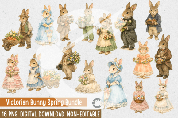 Download Watercolor Victorian Bunny Spring Bundle - Bundle Collection