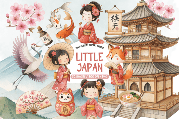 Download Japanese Watercolor Clipart Bundle - Bundle Collection