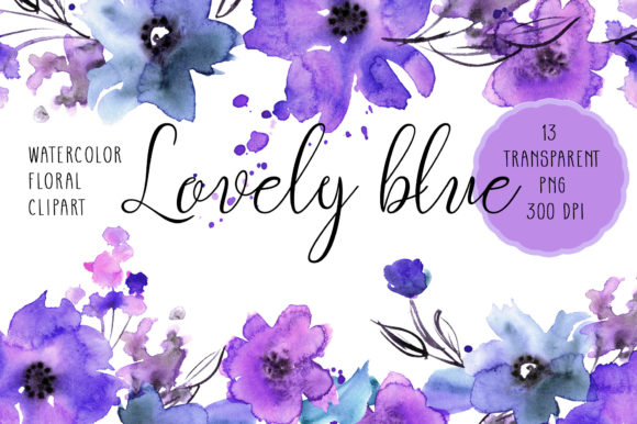 Download Watercolor Blue Flowers Clipart - Blue flowers clipart Collection