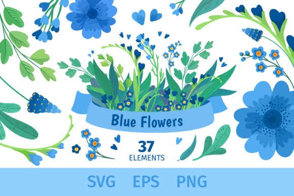 Download Blue Flowers Clipart for Mother's Day - Blue flowers clipart Collection