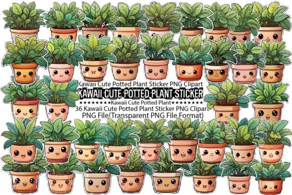 Download Kawaii Cute Potted Plant Sticker Bundle - Bundle Collection