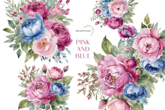 Download Elegant Pink &amp; Blue Flowers Clipart - Blue flowers clipart Collection