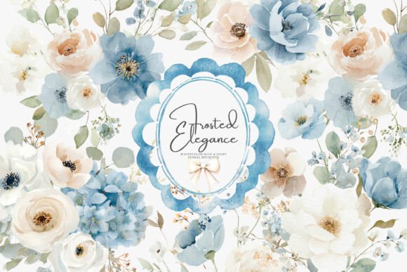 Download Watercolor Blue Flowers Clipart Set - Blue flowers clipart Collection