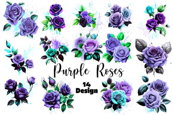 Download Purple Roses Clipart Bundle - Bundle Collection
