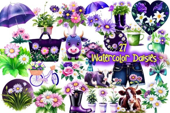 Download Watercolor Daisies Sublimation Bundle - Bundle Collection