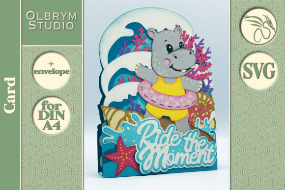 Download Hippo Summer Vacation Greeting Card SVG - Summer Collection