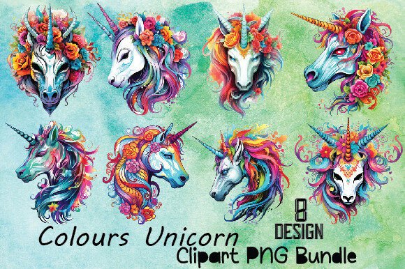 Download Colours Unicorn Clipart PNG Bundle - Bundle Collection