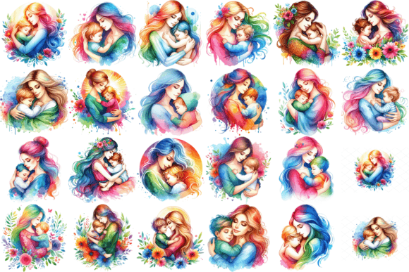 Download 22 Watercolor Mothers Day Clipart Bundle - Bundle Collection