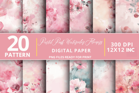 Download Pastel Pink Watercolor Flowers Bundle - Bundle Collection