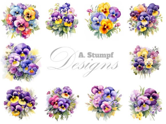 Download Pansy Flowers Clipart Watercolor Bundle - Bundle Collection