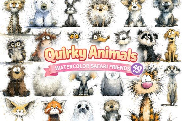 Download Quirky Watercolor Animal PNG Bundle - Bundle Collection