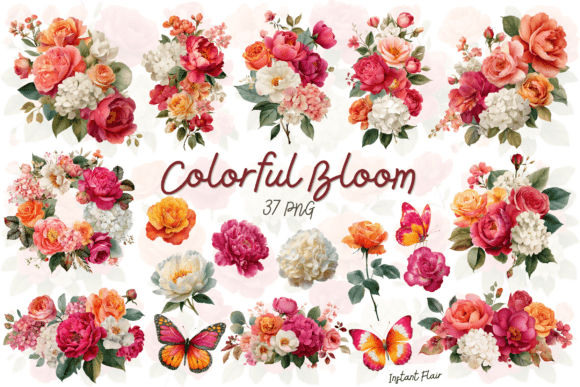 Download Colorful Bloom Floral Clipart Bundle - Bundle Collection