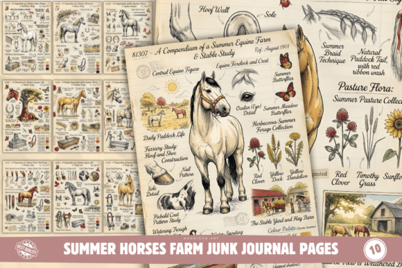 Download Summer Horses Farm Junk Journal Pages - Summer Collection