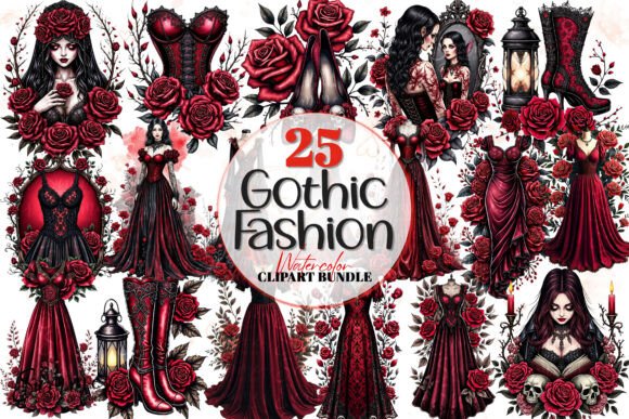 Download Victorian Gothic Fashion Clipart Bundle - Bundle Collection