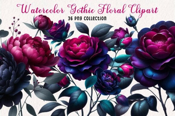 Download Gothic Watercolor Floral Clipart Bundle - Bundle Collection