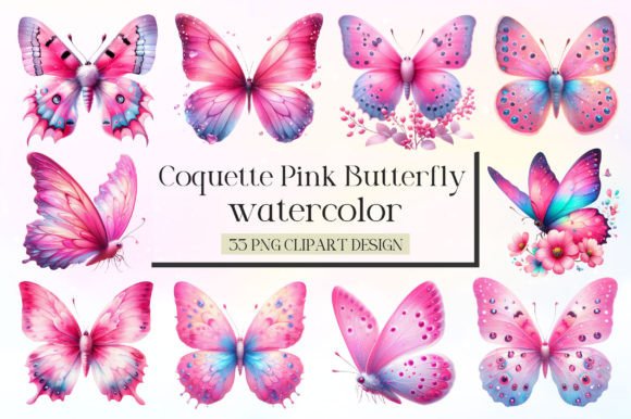Download Coquette Pink Butterfly Clipart Bundle - Bundle Collection