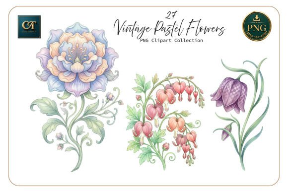 Download Vintage Pastel Flower Clipart Bundle - Bundle Collection
