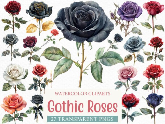 Download Gothic Roses Clipart Bundle - Bundle Collection