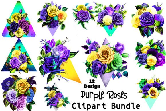 Download Purple Roses Clipart PNG Bundle - Bundle Collection