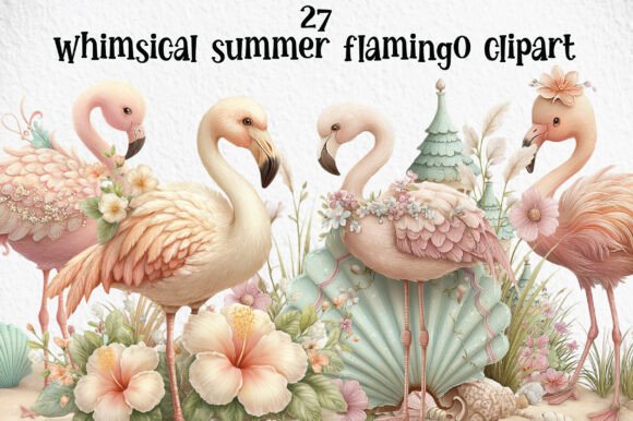 Download Whimsical Summer Flamingo Clipart - Summer Collection