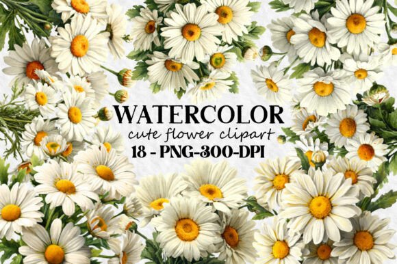 Download Watercolor Cute Flower Clipart Bundle - Bundle Collection